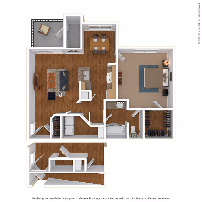 1 Bed 1 Bath 910 SqFt (830 Net) 0913-2 floor plan